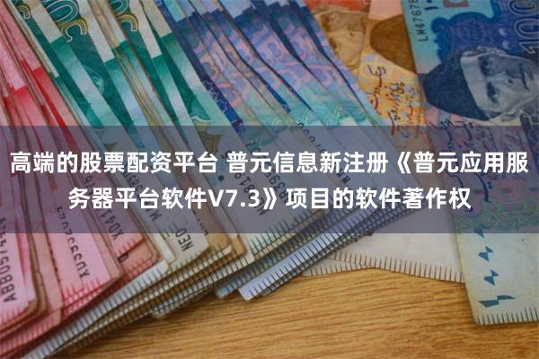 高端的股票配资平台 普元信息新注册《普元应用服务器平台软件V7.3》项目的软件著作权