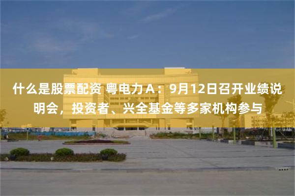 什么是股票配资 粤电力Ａ：9月12日召开业绩说明会，投资者、兴全基金等多家机构参与