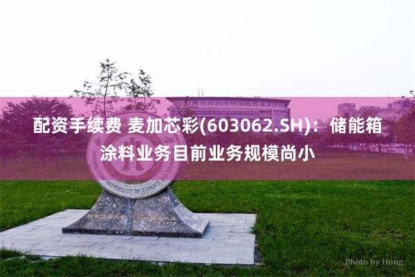 配资手续费 麦加芯彩(603062.SH)：储能箱涂料业务目前业务规模尚小